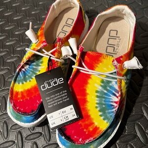 NEW Hey Dude Wendy Tie Dye Mandala size 7 Womens Rainbow shoes